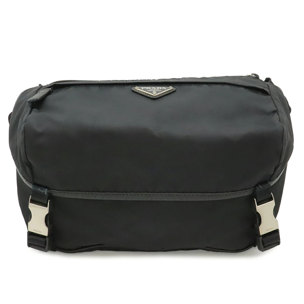 Prada Triangle Body Bag Shoulder Messenger Leather Black